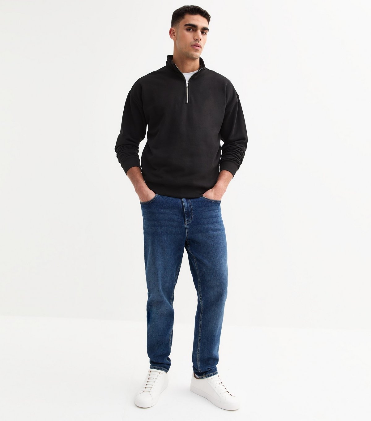 New Look Men's Black Regular Quarter Zip Sweatshirt New Look - 3