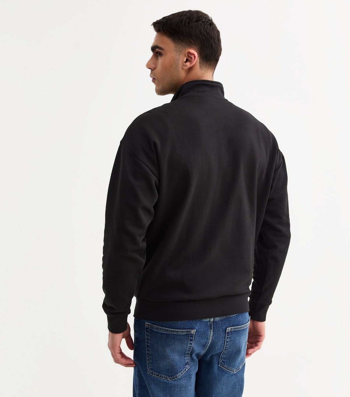 New Look Men's Black Regular Quarter Zip Sweatshirt New Look - 4