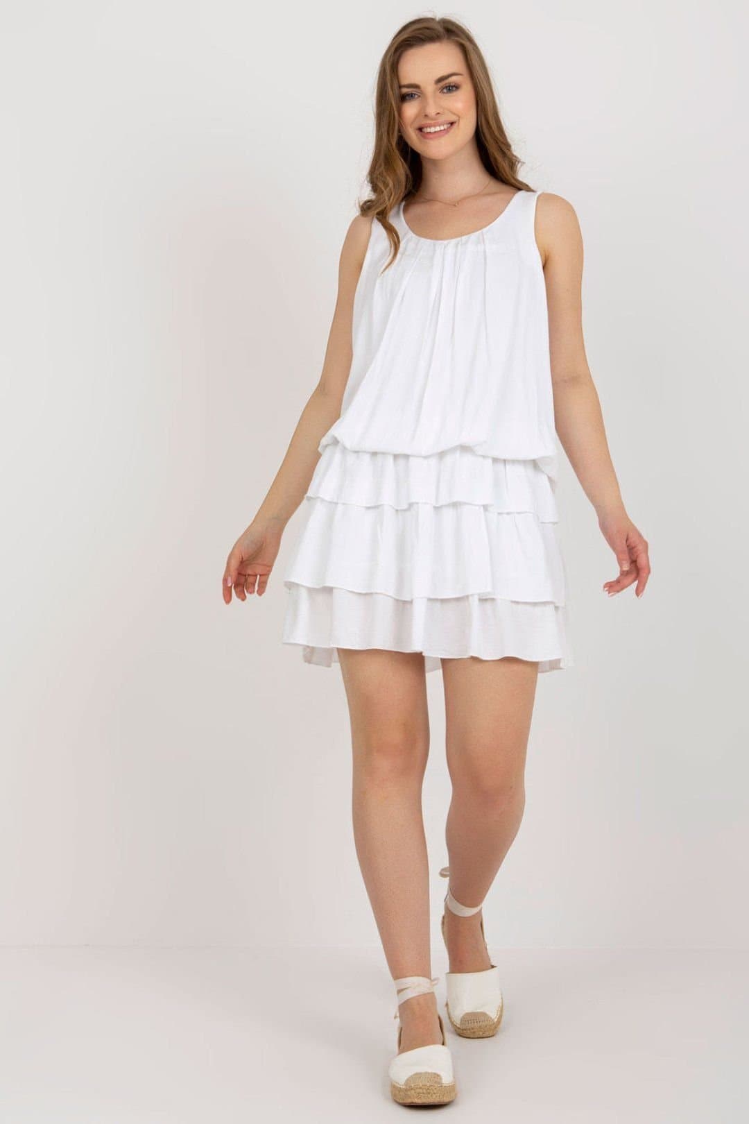 Love Lace Love Lace Women's Sleeveless Summer Dress with Ruffles in White