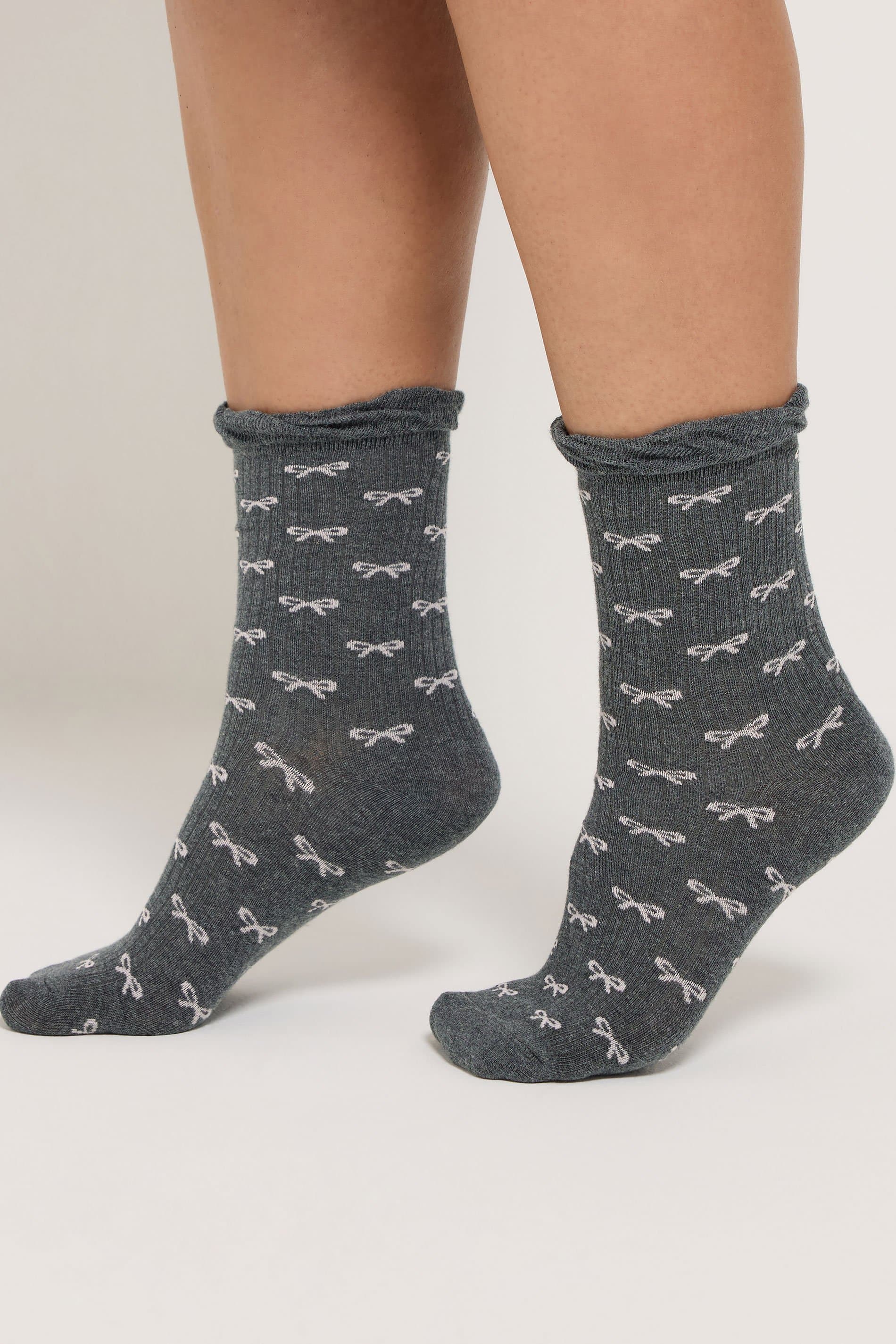 Yours 5 Pack Natural Brown Bow & Polka Dot Ankle Socks
