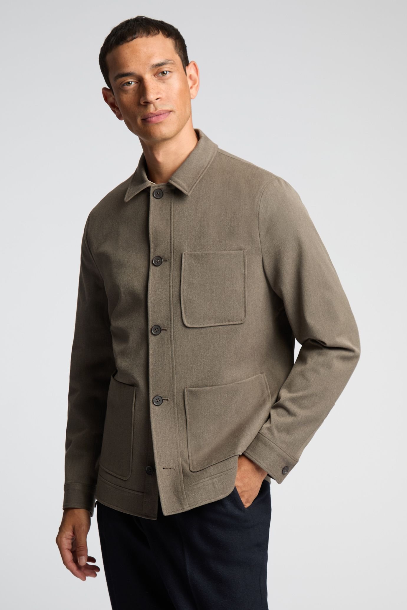 Melka Melka Men's Shacket in Beige - 4