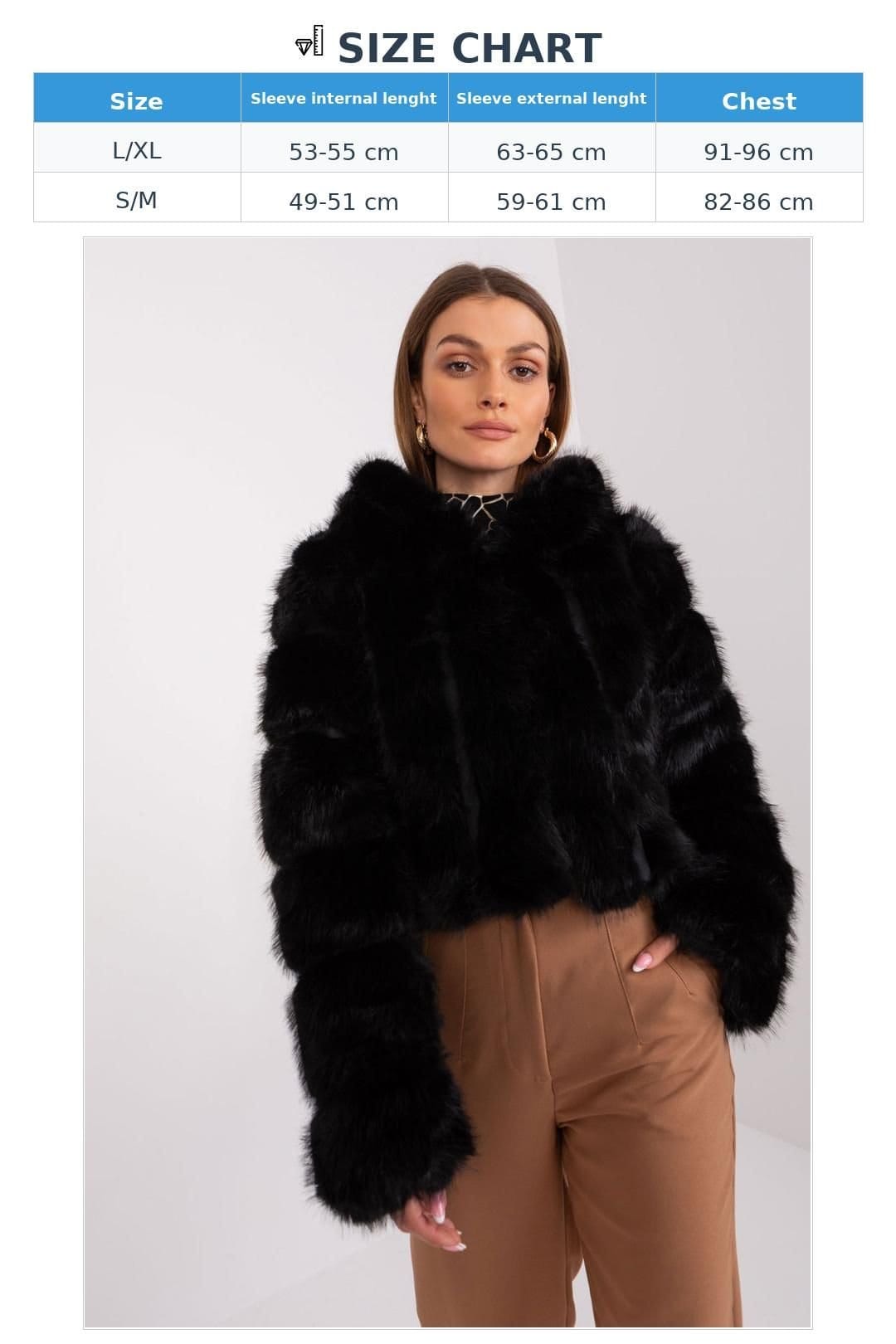 Love Lace Love Lace Women's Hooded Short Faux Fur Transitional Jacket in Black - 4