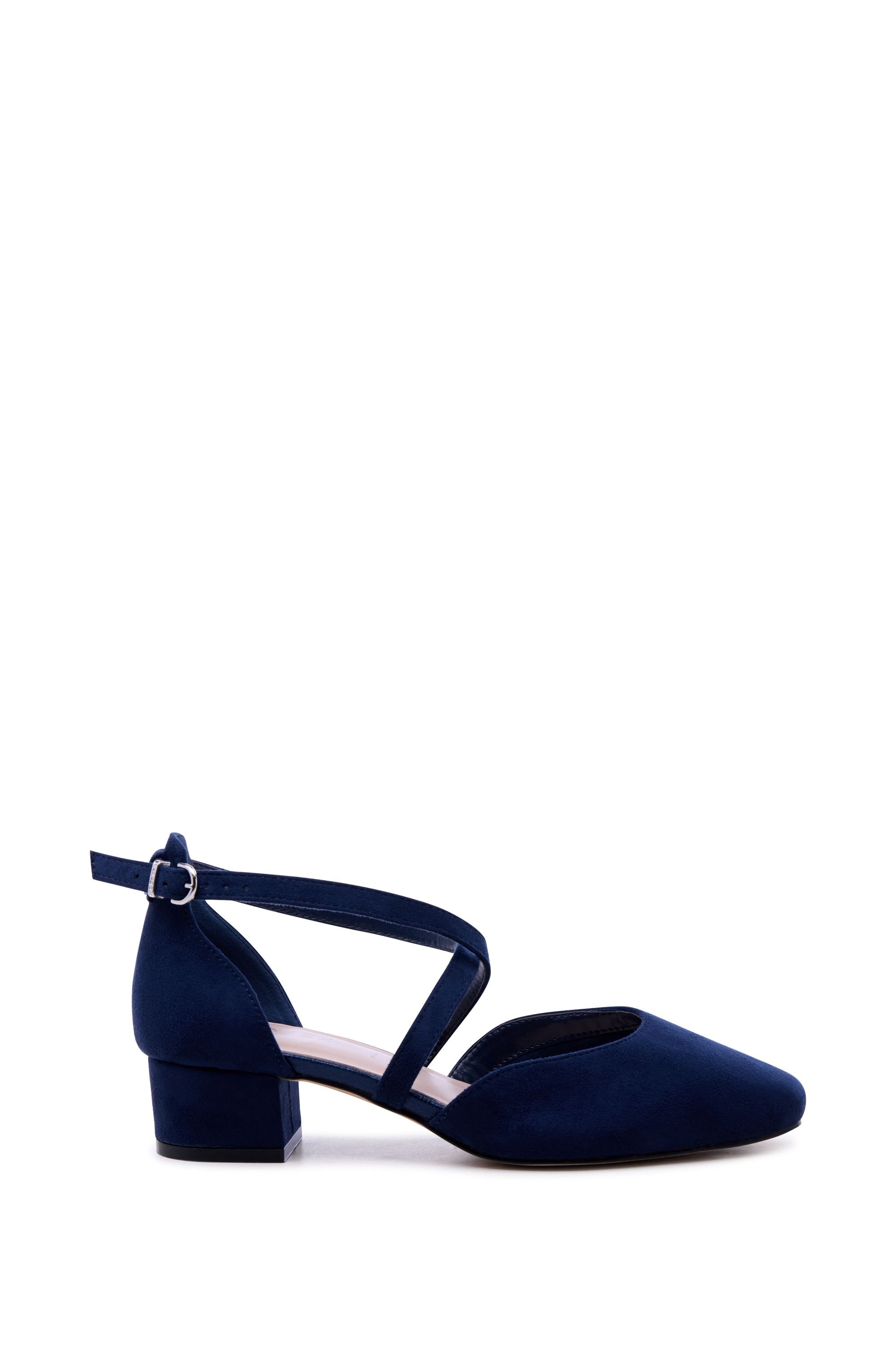 Paradox London Paradox London Women's Gemma' Wide Fit Cross Front Low Heel Shoes in Navy - 1