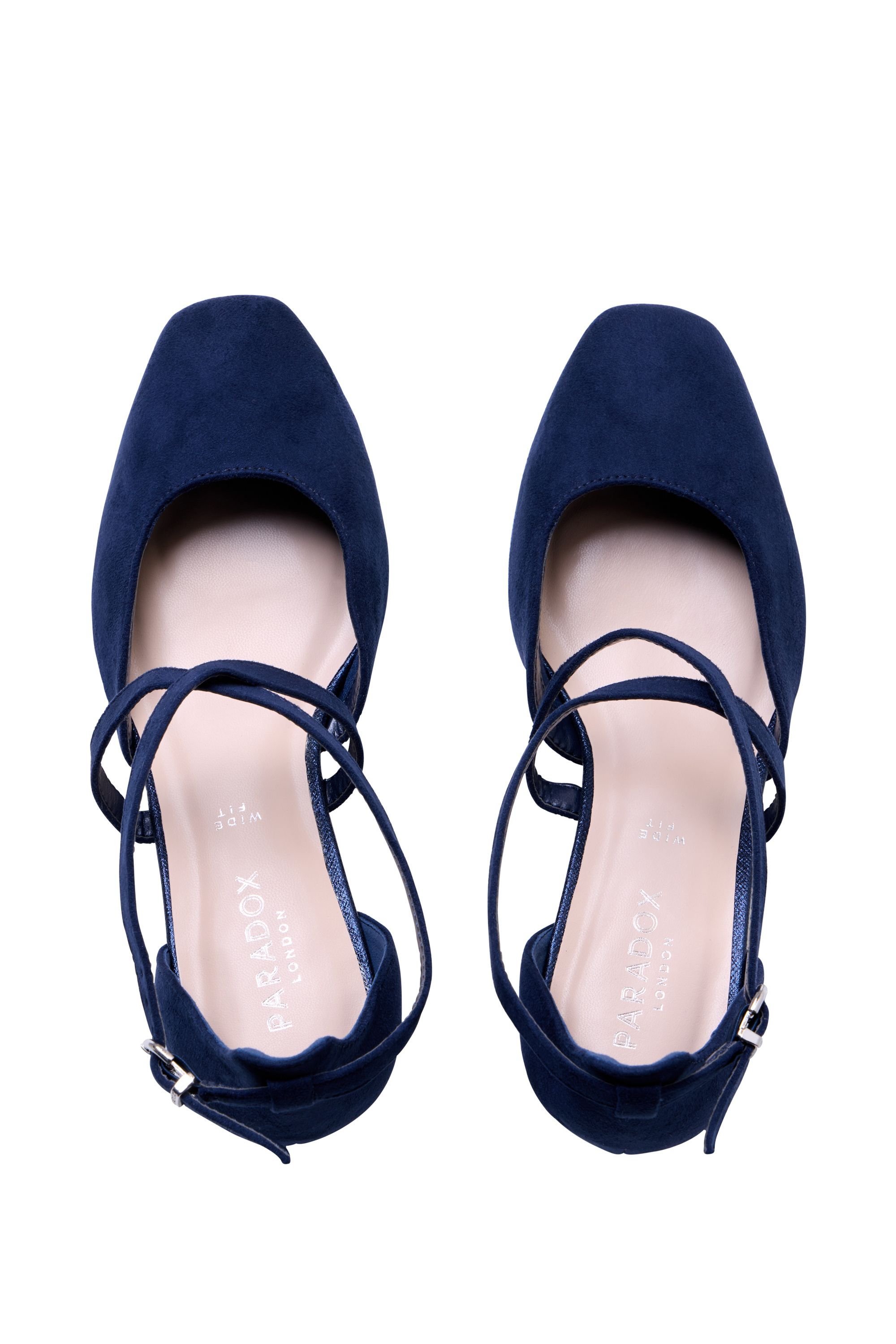 Paradox London Paradox London Women's Gemma' Wide Fit Cross Front Low Heel Shoes in Navy - 3