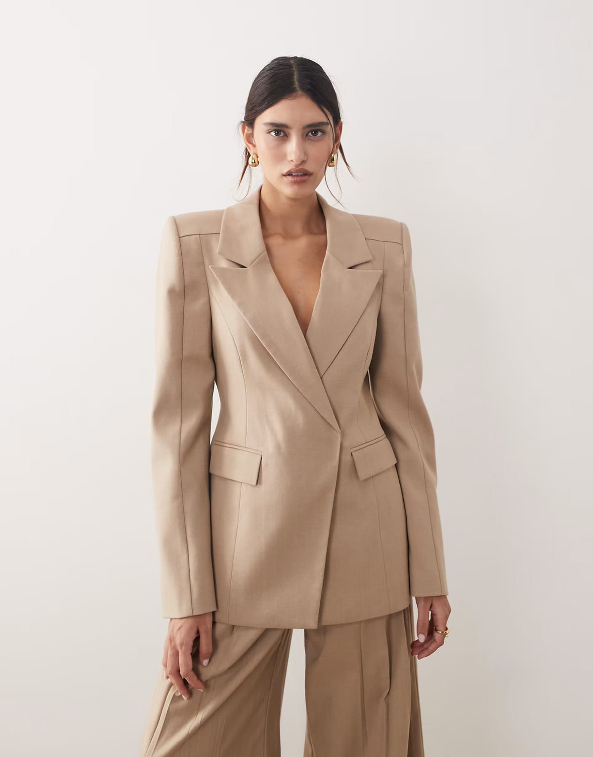ASOS ARRANGE structured tailored blazer co-ord in stone - 1