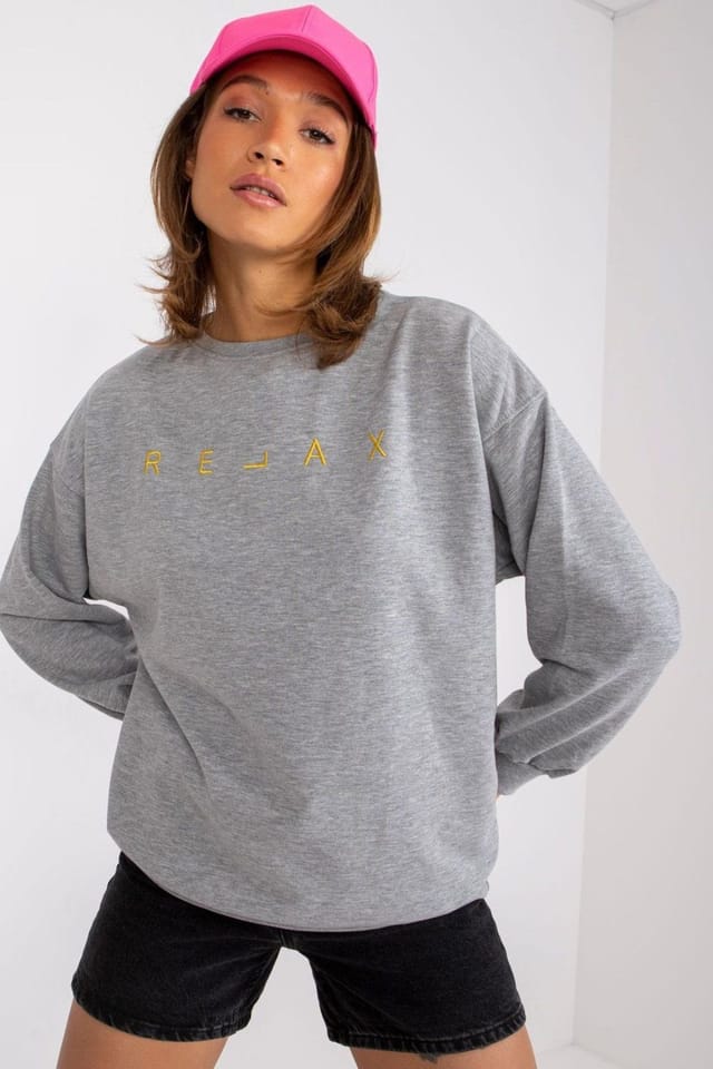 Love Lace Love Lace Women's Long Sleeve Round Neck Embroidered Blouse in Grey - 2