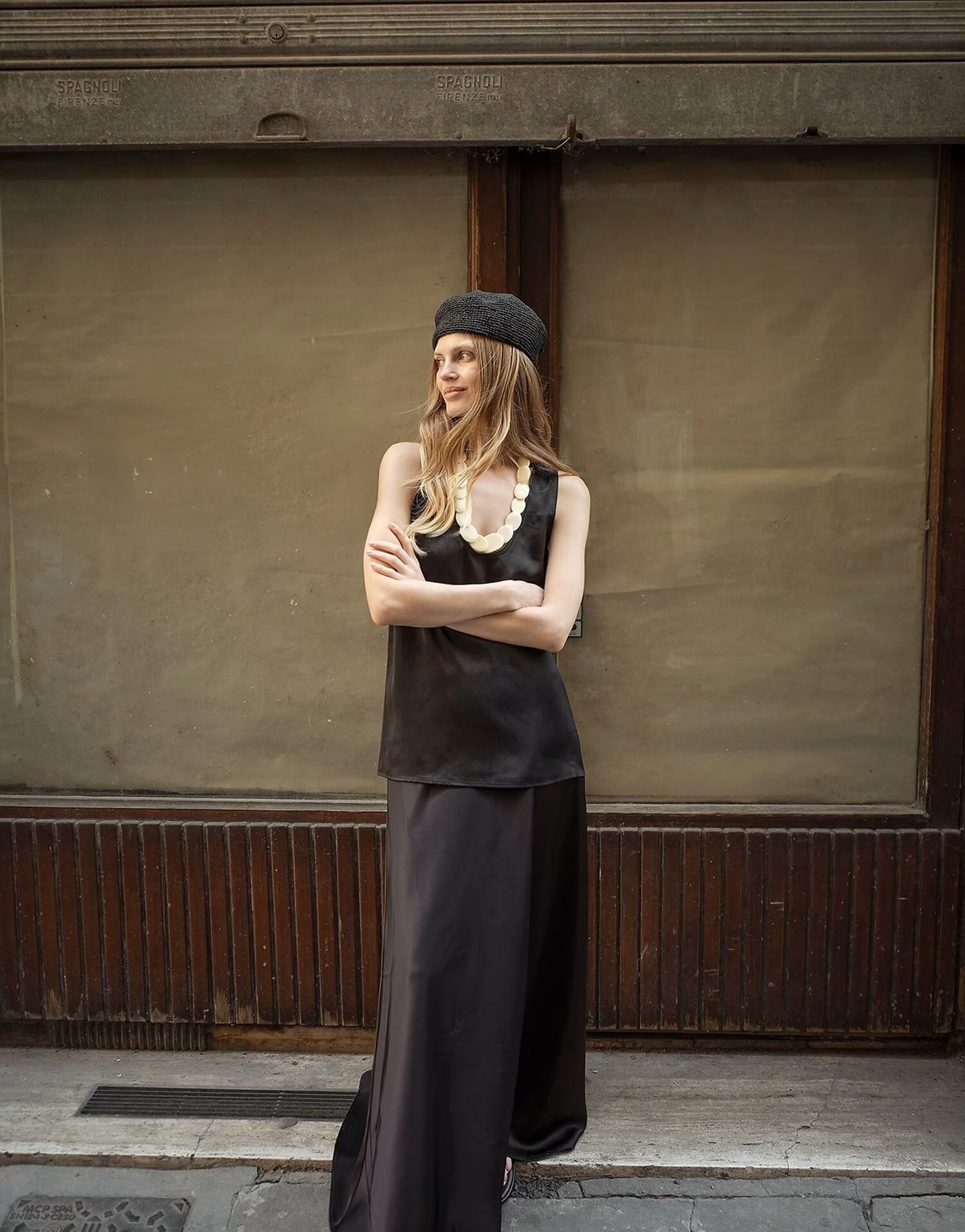 ASOS NA-KD Satin maxi skirt in black