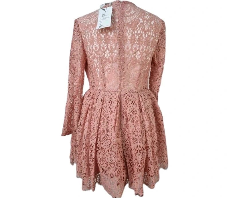 ASOS ASOS Petite Pink Lace Skater Dress UK 10 V Neck BNWT Wedding Guest Prom - 1