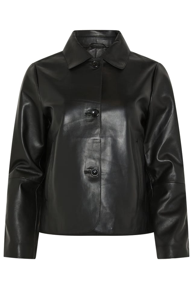 M&Co M&Co Women's Leather Collared Jacket in Black - 2