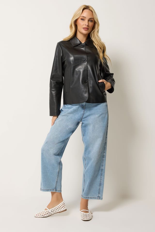 M&Co M&Co Women's Leather Collared Jacket in Black - 3