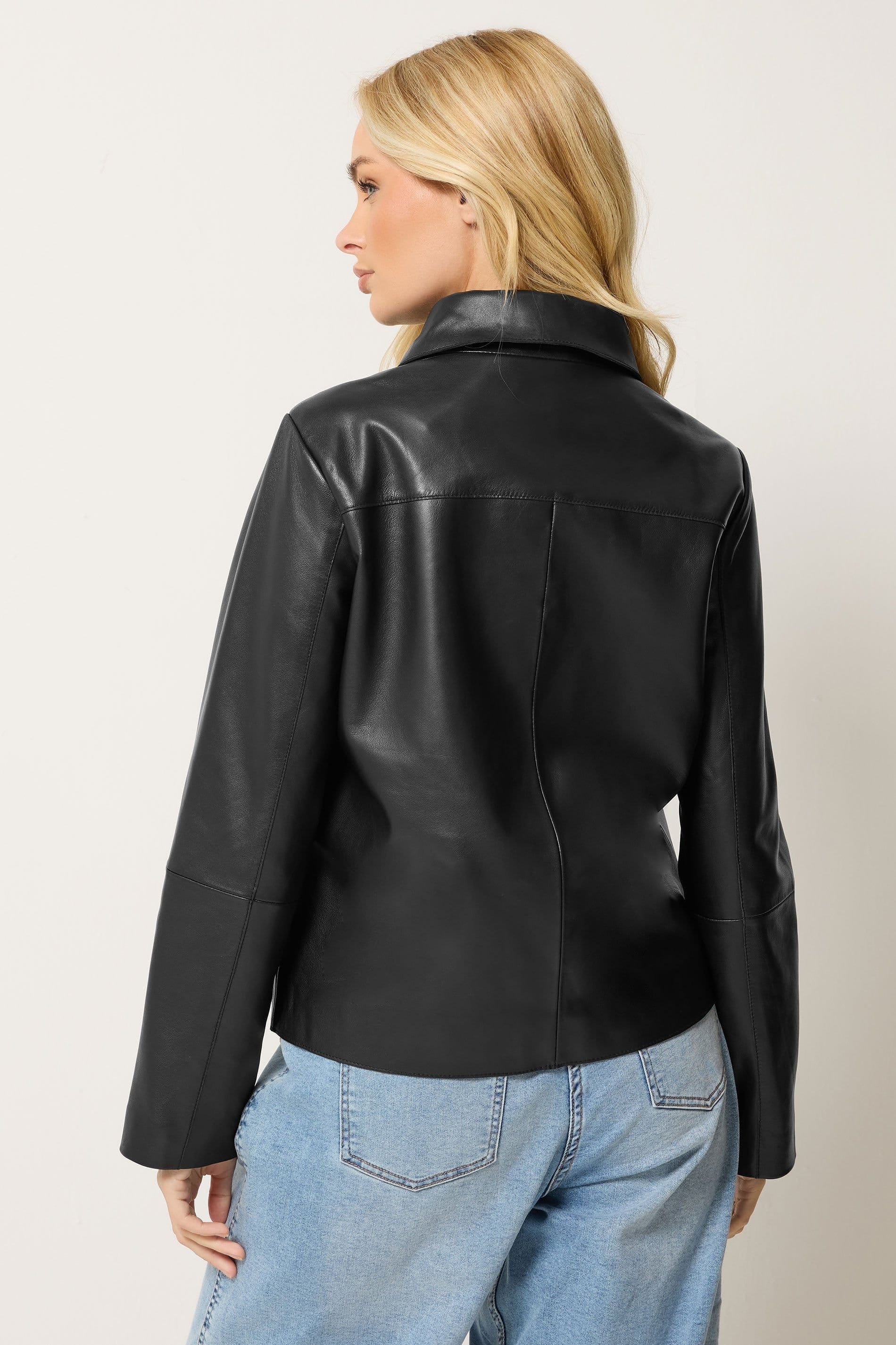 M&Co M&Co Women's Leather Collared Jacket in Black - 4