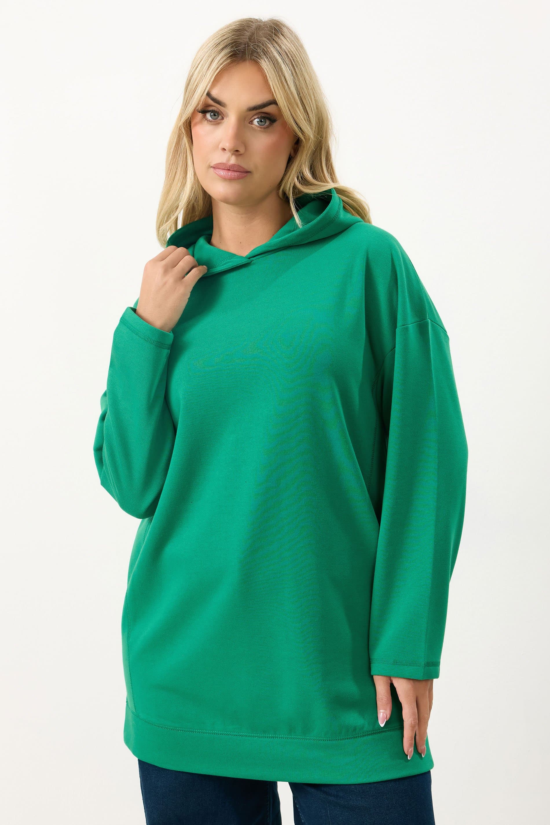 Yours Plus Size Green Seam Detail Hoodie