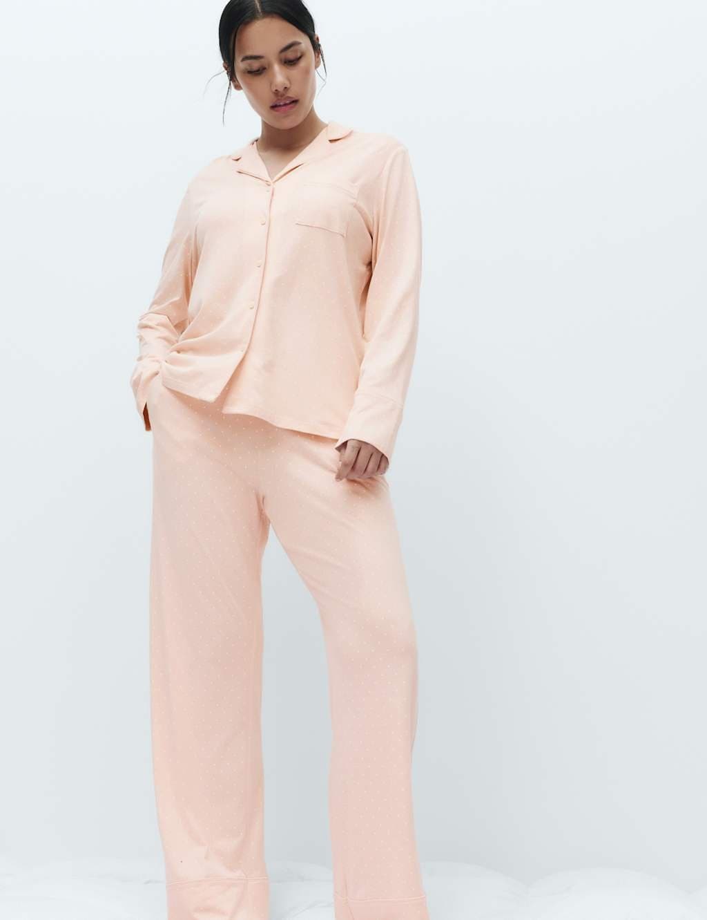 Marks & Spencer M&S Cotton Modal Printed Revere Pyjama Set Calico