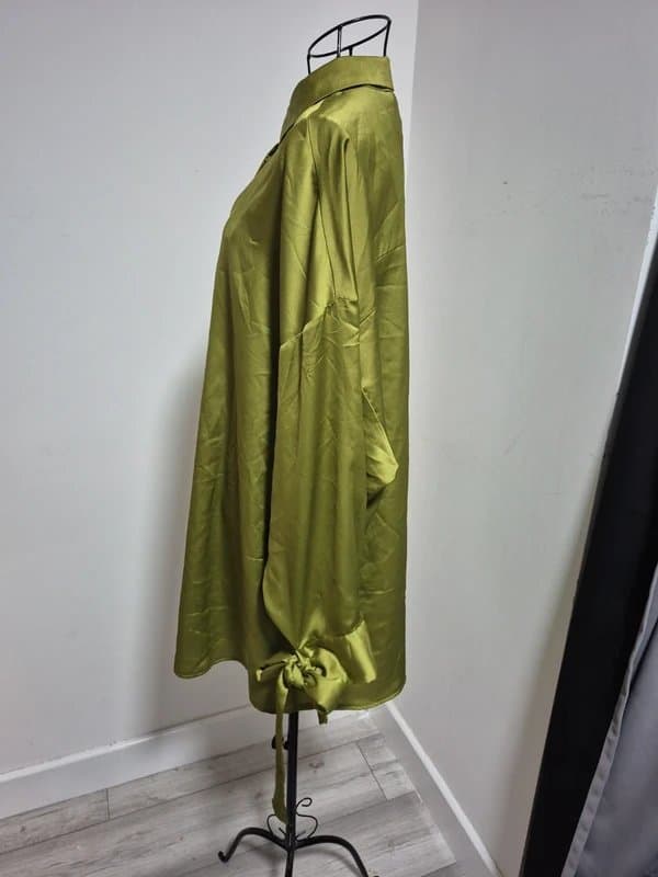 ASOS Design New Asos design straight cut  satin look long ribbon sleeves  mini dress size UK14