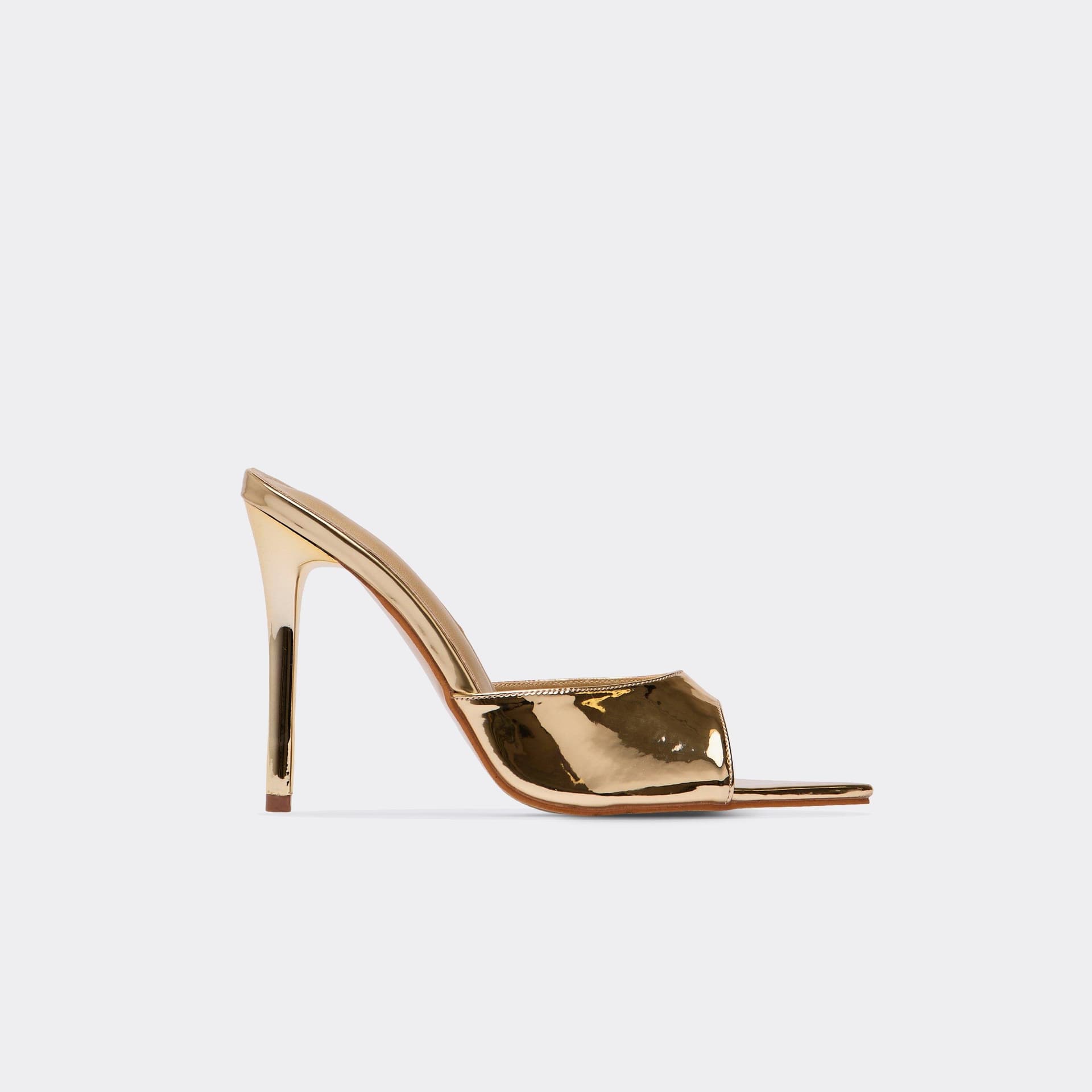 EGO EGO Gold Patent Pointed Peep Toe Stiletto Heel Mule