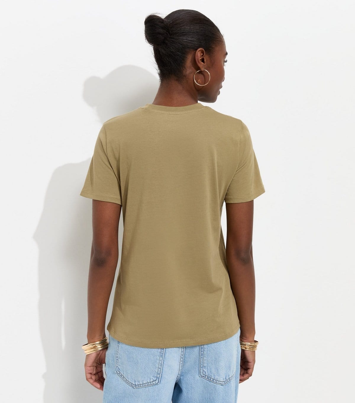 New Look Women's Light Khaki Cotton Crew Neck T-Shirt New Look - 4