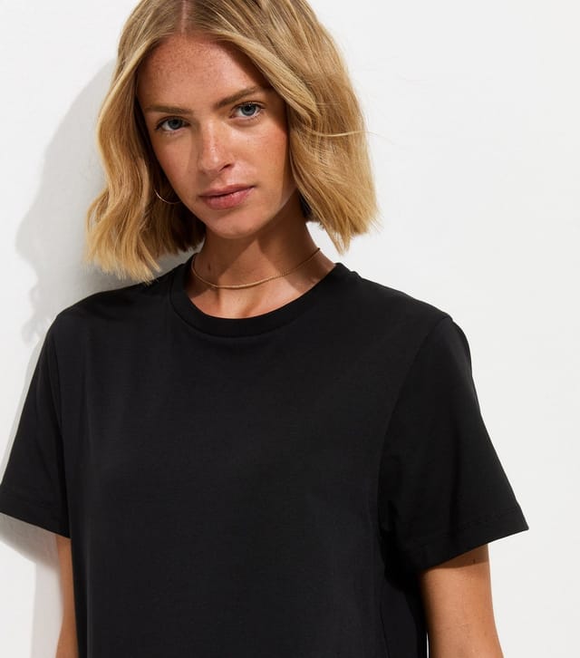 New Look Women's Black Lace Hem T-Shirt Midi Dress New Look - 2