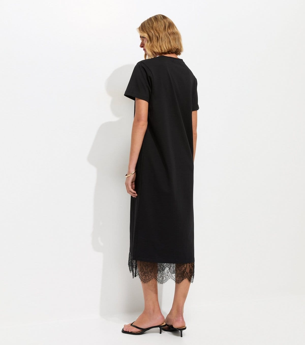 New Look Women's Black Lace Hem T-Shirt Midi Dress New Look - 4