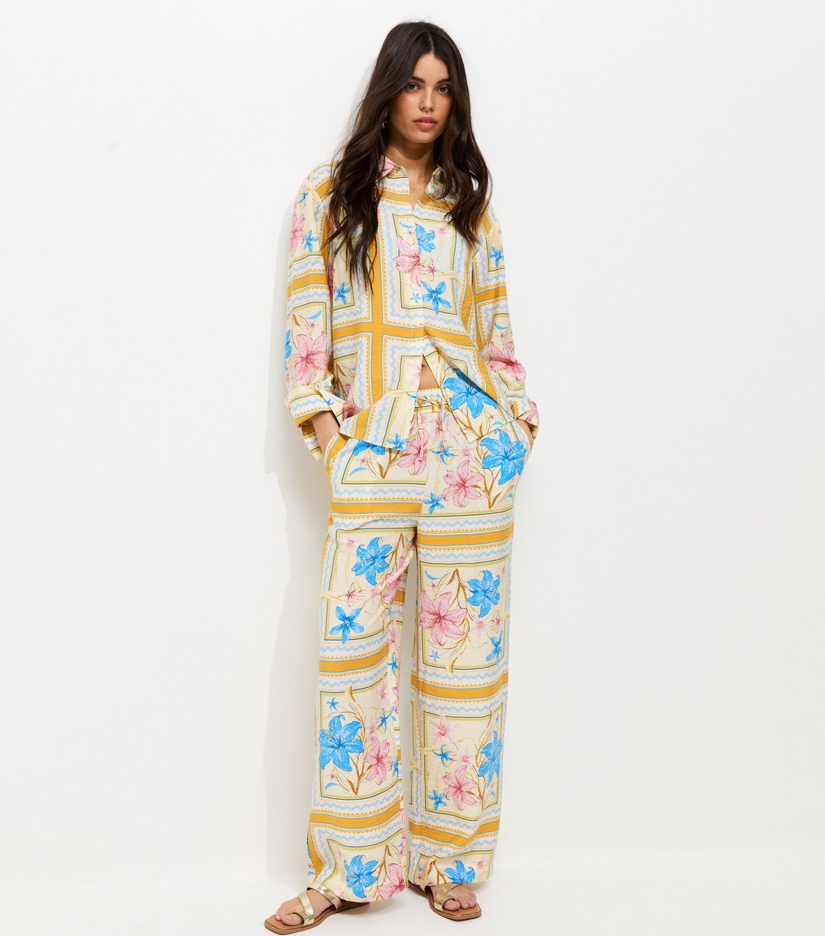 New Look Women's Orange Relaxed Fit Tropical Print Pyjama Shirt New Look - 2