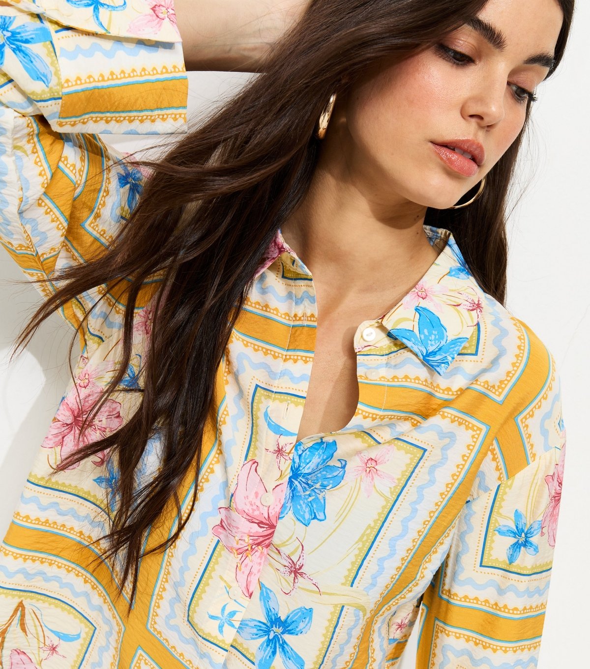 New Look Women's Orange Relaxed Fit Tropical Print Pyjama Shirt New Look - 3