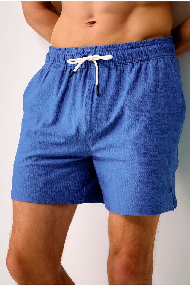 Crew Clothing Crew Clothing Men's Oxford Seersucker Swim Short Blue - 2