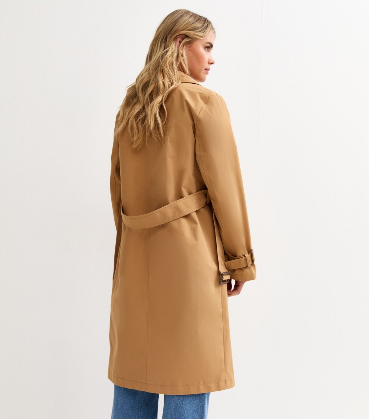 New Look Women's Petite Tan Double Breasted Belted Mac Jacket New Look - 4