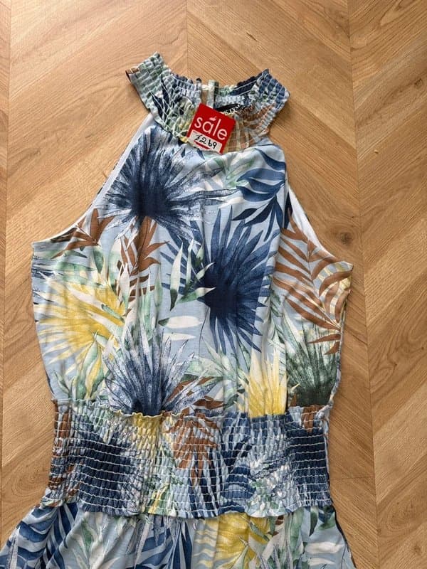 Frank Lyman Frank Lyman Montréal Midi Dress Blue Yellow Floral Halter - Occasion, Wedding - Size 10 - RRP £269