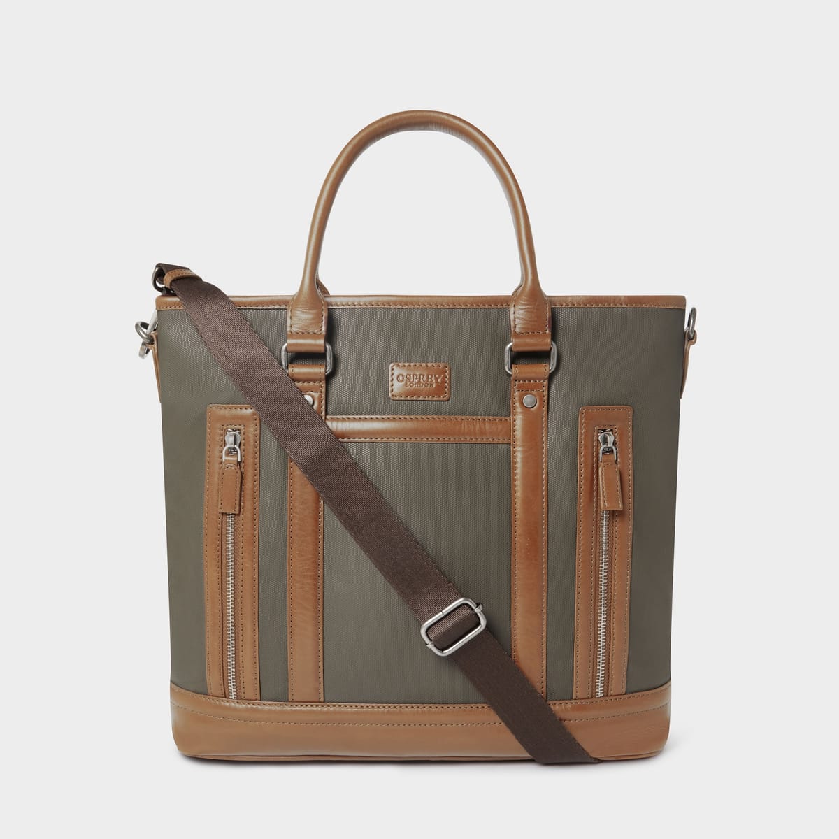 OSPREY LONDON OSPREY LONDON Men's The Frontline Large Waxed Canvas & Leather Workbag in Khaki - 1