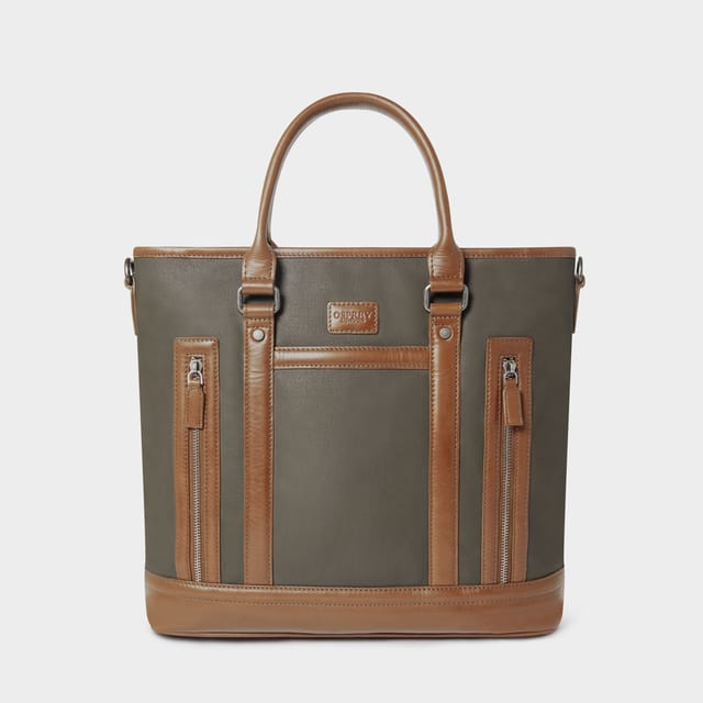 OSPREY LONDON OSPREY LONDON Men's The Frontline Large Waxed Canvas & Leather Workbag in Khaki - 2