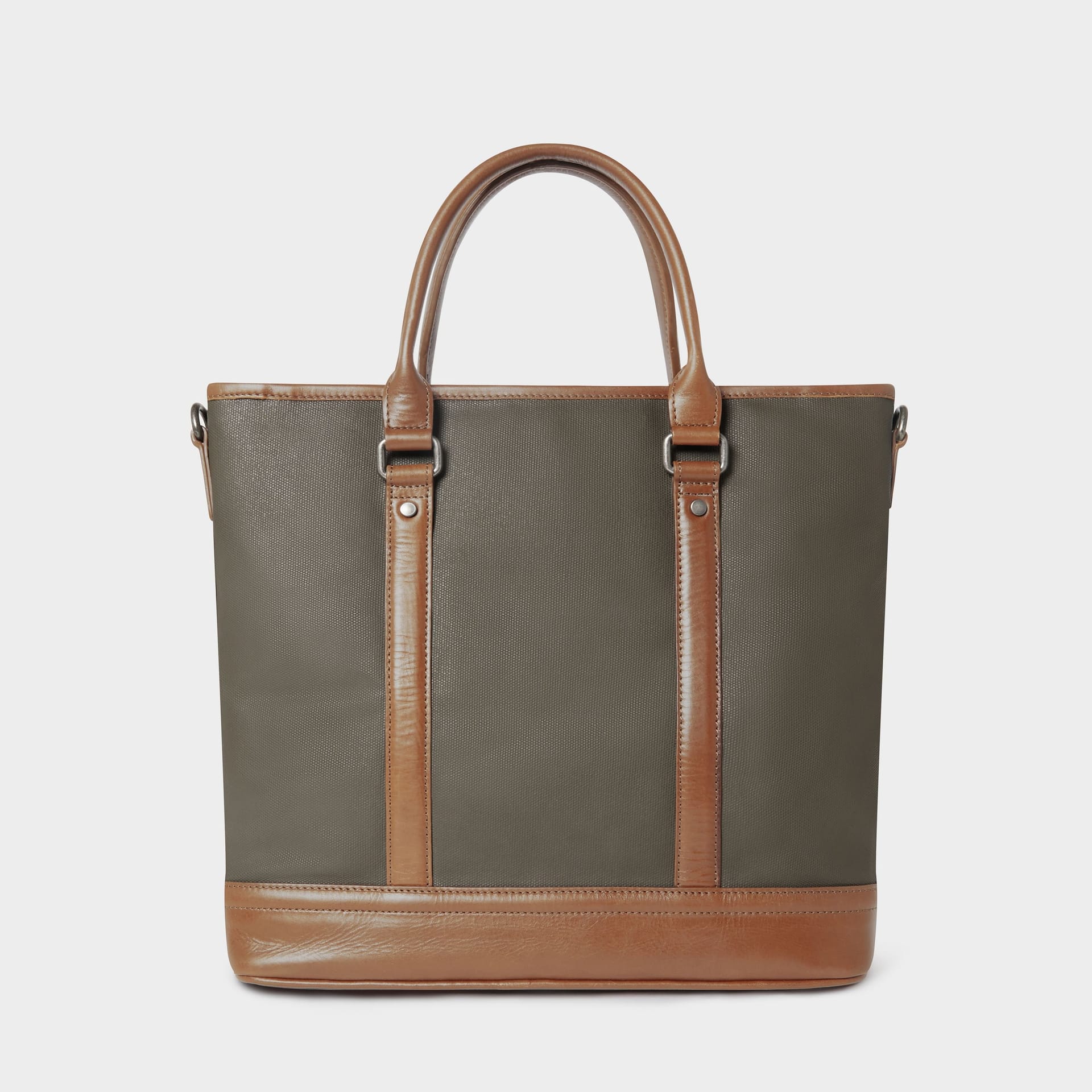 OSPREY LONDON OSPREY LONDON Men's The Frontline Large Waxed Canvas & Leather Workbag in Khaki - 4