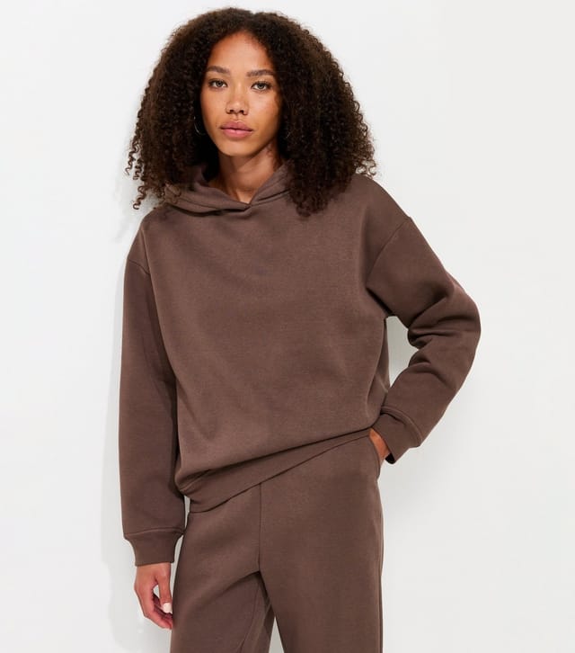 New Look Women's Dark Brown Cotton Rich Long Sleeve Hoodie New Look - 2