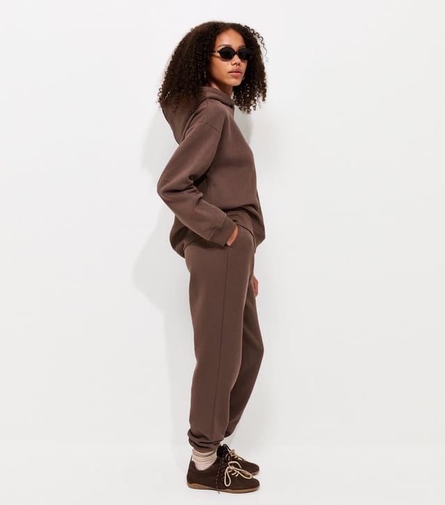 New Look Women's Dark Brown Cotton Rich Long Sleeve Hoodie New Look - 3