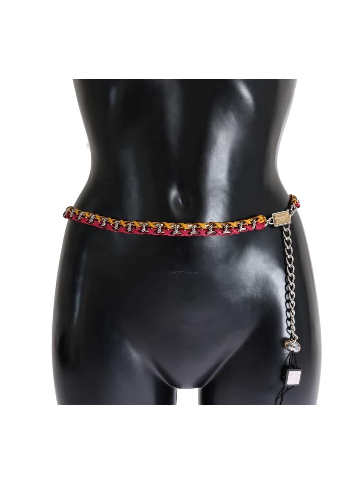 Dolce & Gabbana Dolce & Gabbana Red Yellow Leather Crystal Belt