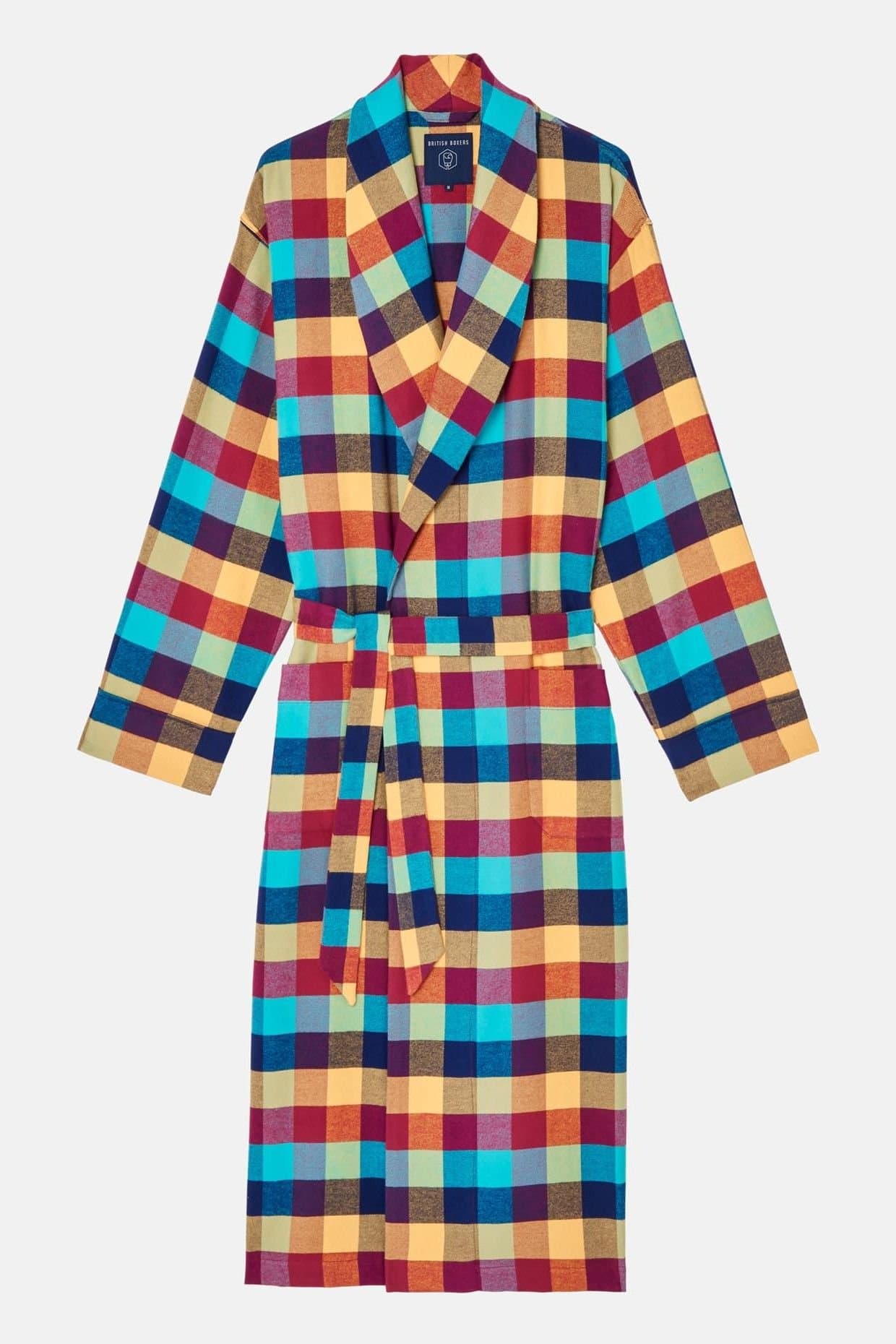 British Boxers British Boxers Men's "Edinburgh" Check Brushed Cotton Dressing Gown