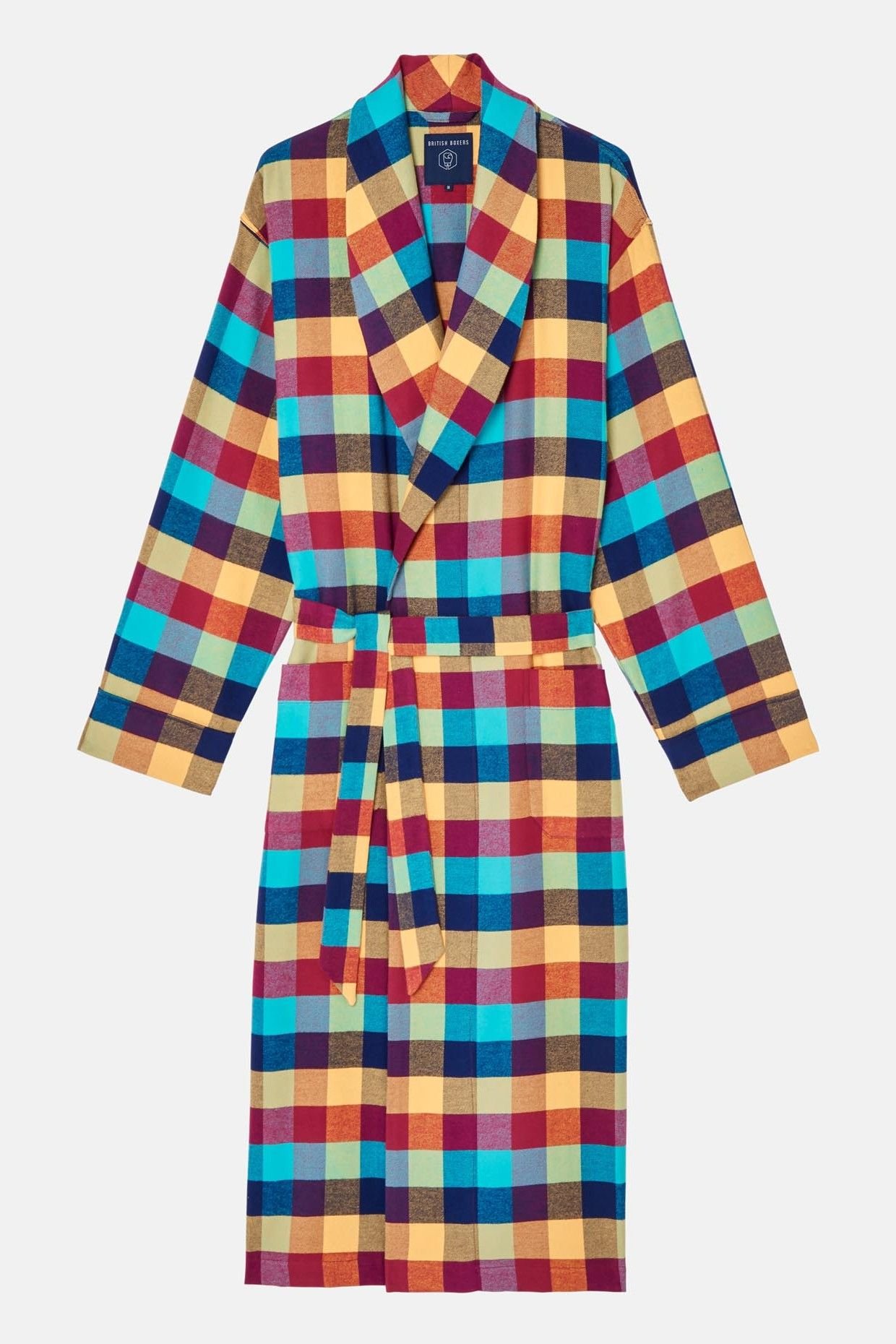 British Boxers British Boxers Men's "Edinburgh" Check Brushed Cotton Dressing Gown - 2