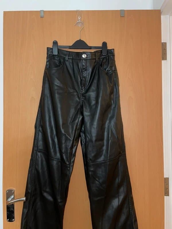 Bershka Wide leg leather pants
