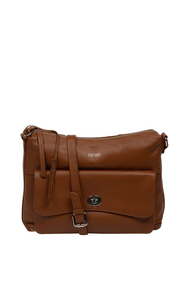 Cultured London Cultured London Women's 'Sylvie' Leather Shoulder Bag in Tan - 2