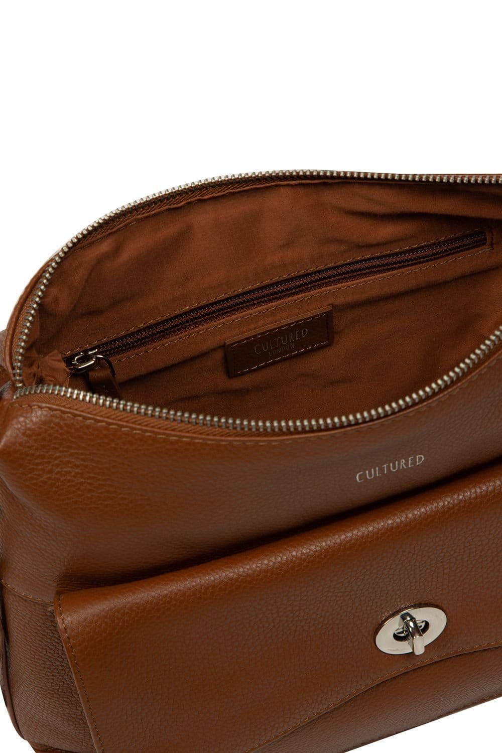 Cultured London Cultured London Women's 'Sylvie' Leather Shoulder Bag in Tan - 4