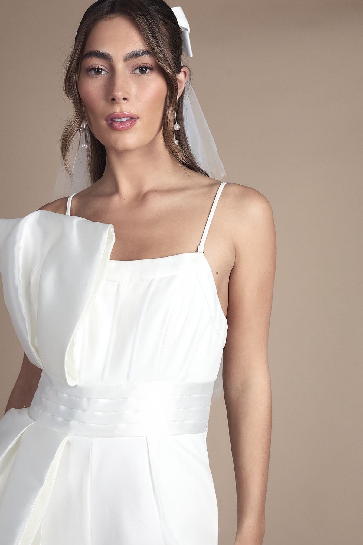 Coast Coast Women's Strapless Bow Detail Wide Leg Bridal Jumpsuit in Ivory - 4