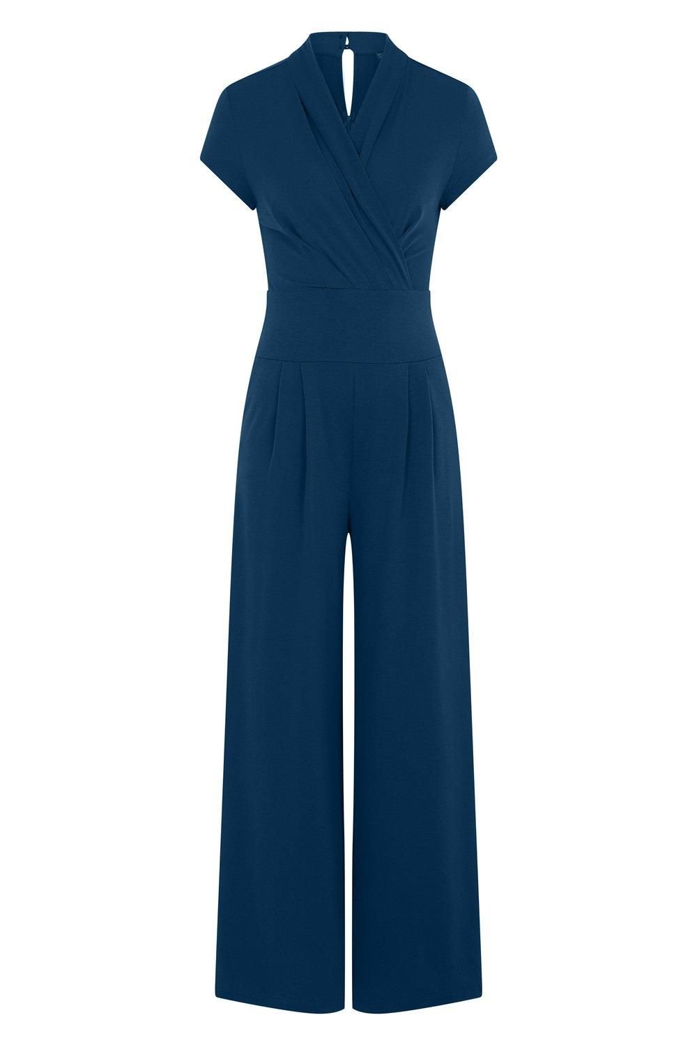 Hot Squash Hot Squash Women's Cap Sleeved Wide Leg Jumpsuit in Teal - 3