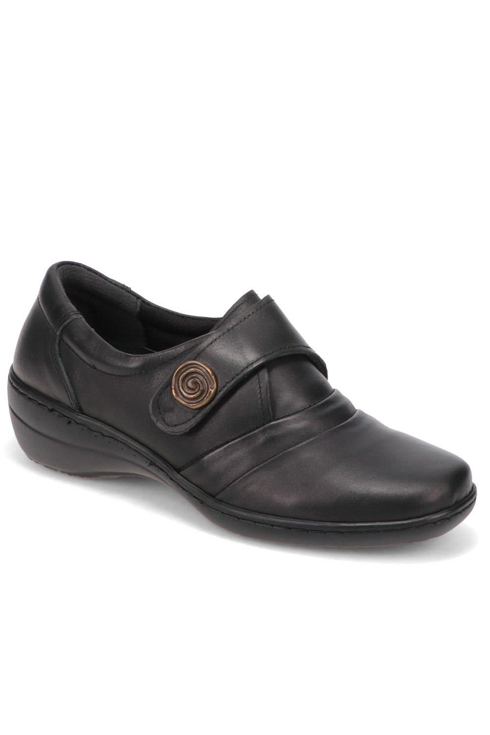 Pavers Pavers Women's Handmade Leather Shoe with One Touch Strap in Black - 3