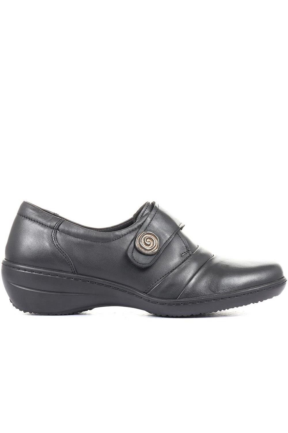 Pavers Pavers Women's Handmade Leather Shoe with One Touch Strap in Black - 4
