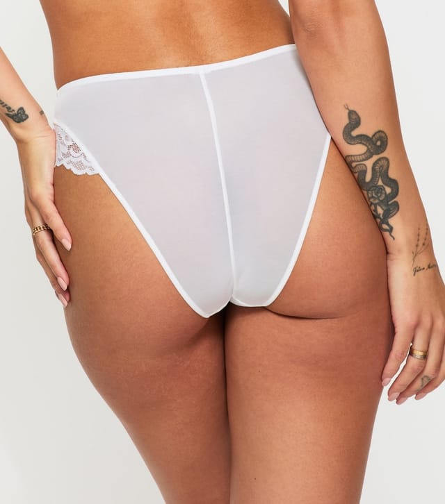 Ann Summers Women's White Sexy Lace High Waist Brazilian Briefs Ann Summers New Look - 3