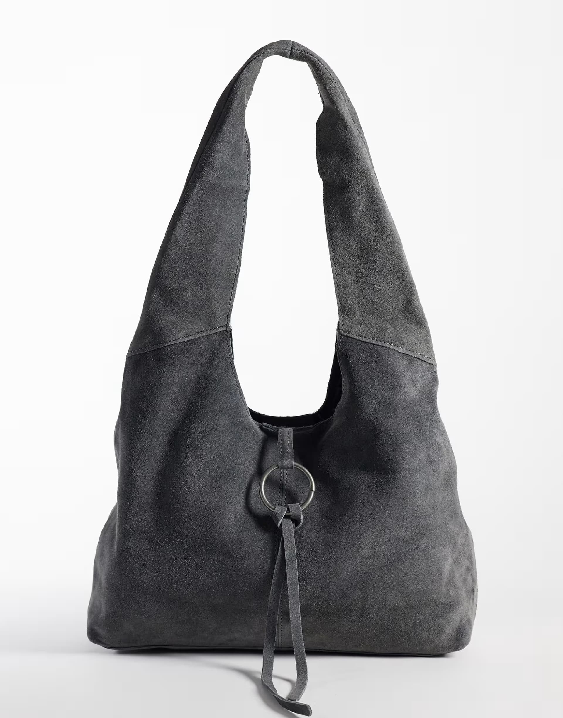ASOS Mango 100% leather suede shoulder bag in grey
