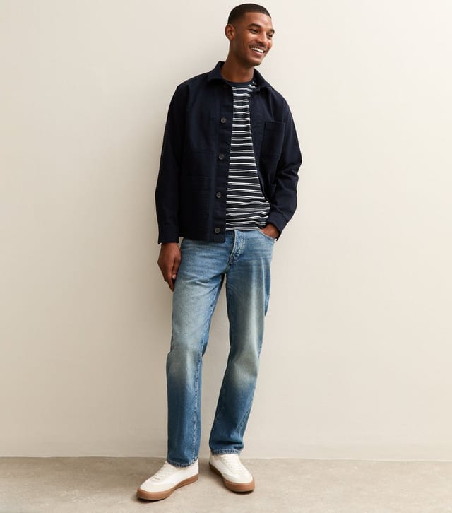 New Look Men's Blue Regular Striped Crew Neck T-Shirt New Look - 3