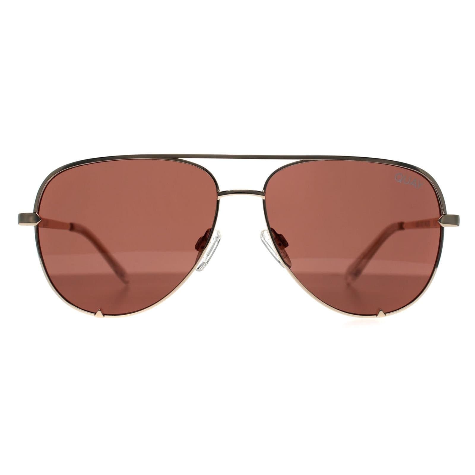 Quay Quay Women's Aviator Gold Brown High Key Micro Sunglasses