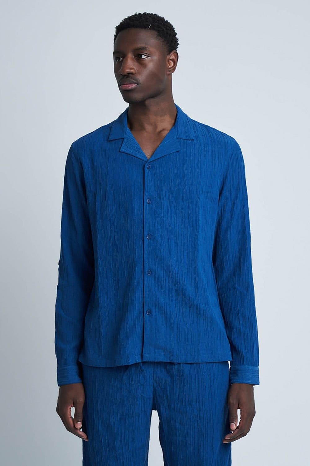 Native Youth Men's Crinkle Textured Button Long Sleeve Shirt in