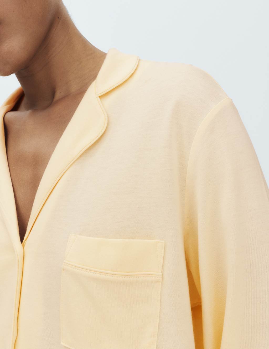 Marks & Spencer M&S Cotton Modal Revere Pyjama Set Pale Yellow - 2