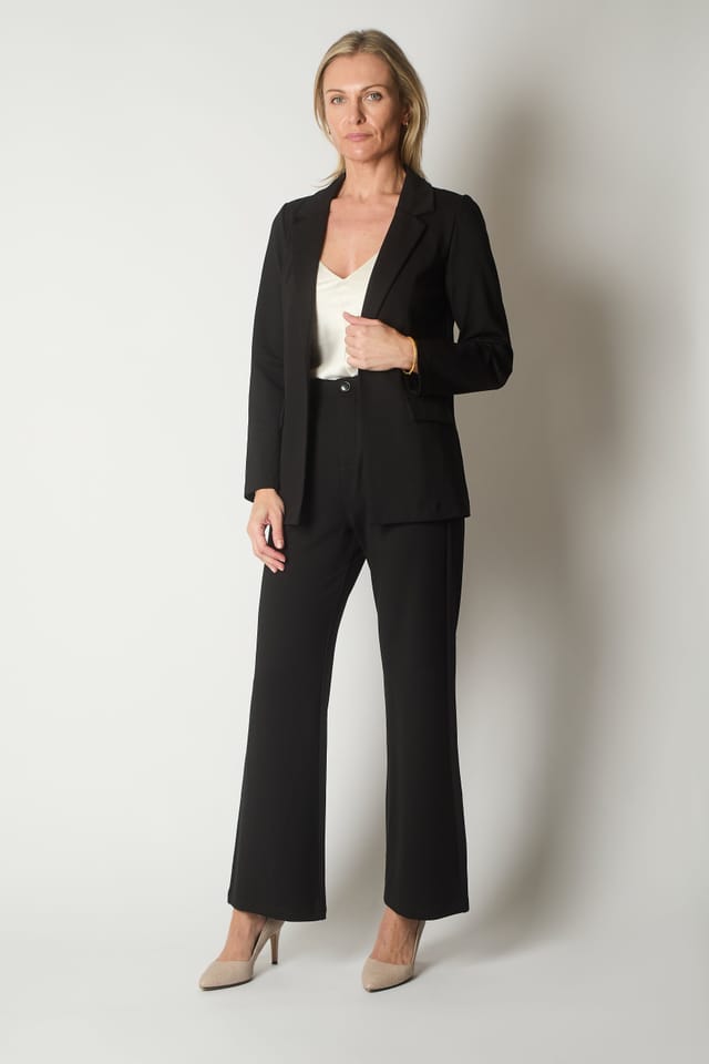 SOLO SOLO Women's Black Tailored Straight-Leg Trousers - 2