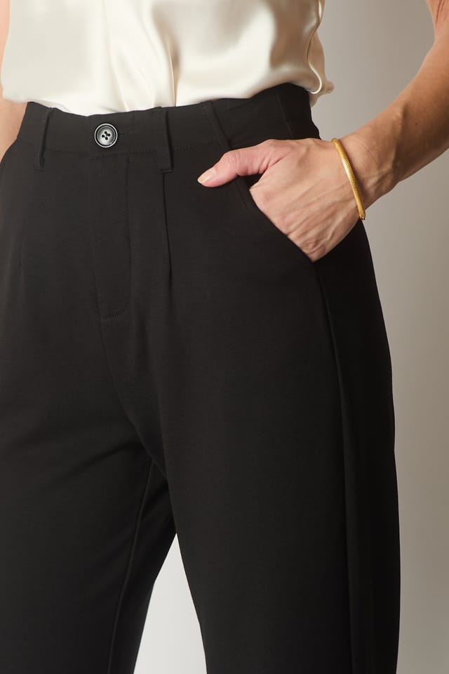 SOLO SOLO Women's Black Tailored Straight-Leg Trousers - 3